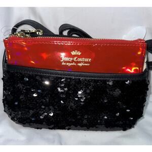 Juicy Couture Clashing Hearts Mini Crossbody Sequins Red Black Cheetah NWT